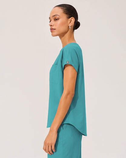 Foundry Women's 1215 Rowan 1 Pocket Boat Neck Dolman Top Teal