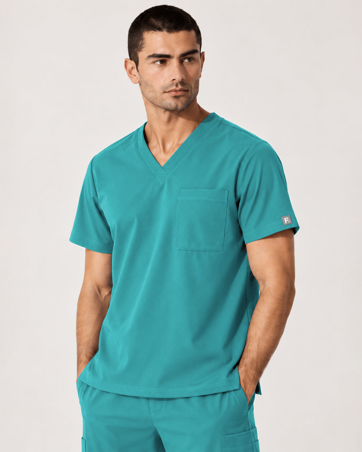 Foundry Men's 1505 Cobalt Men'S 1 Pocket V-Neck Top Teal