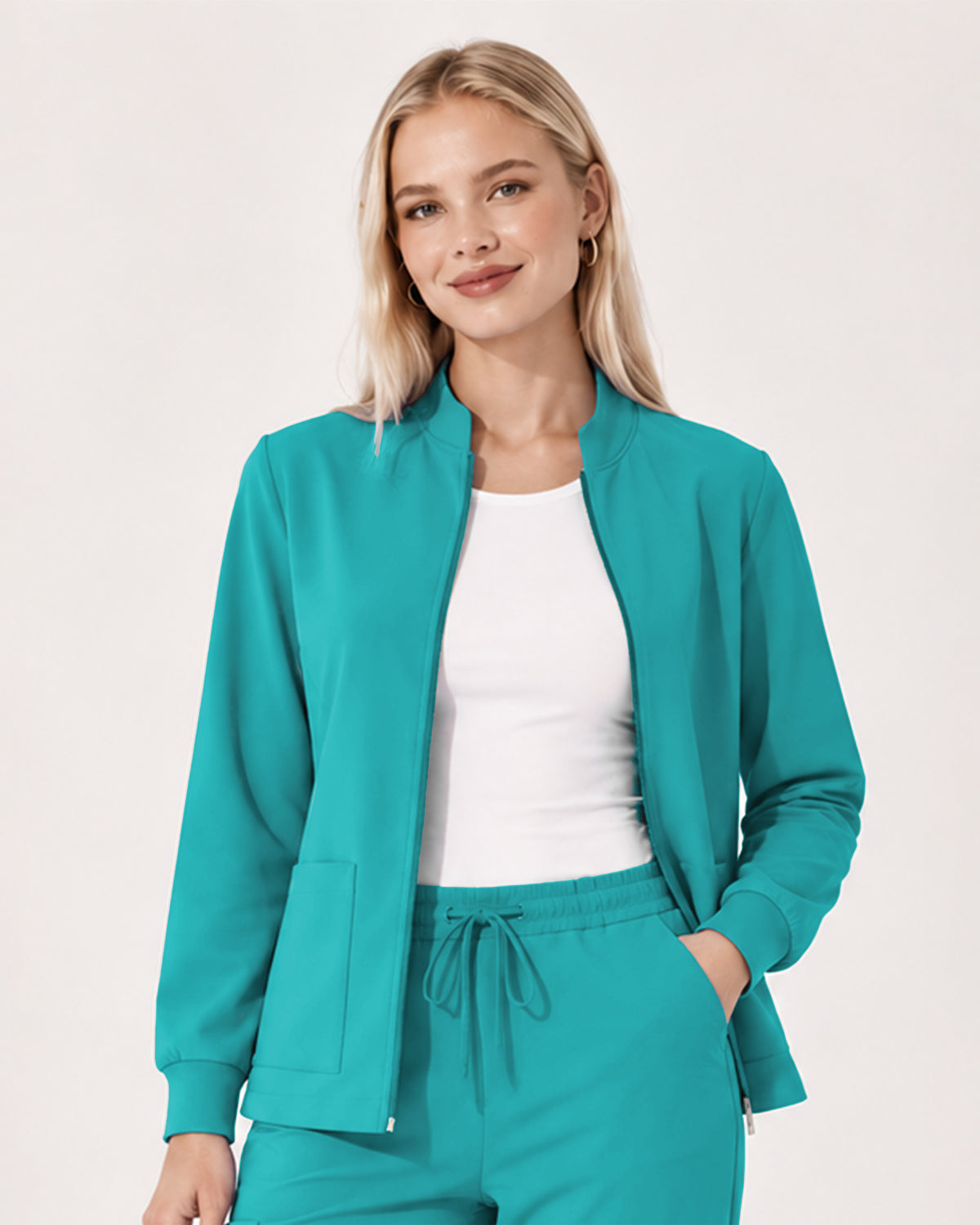 Foundry Women's 6005 Ellis 2 Pocket Scrub Jacket Teal