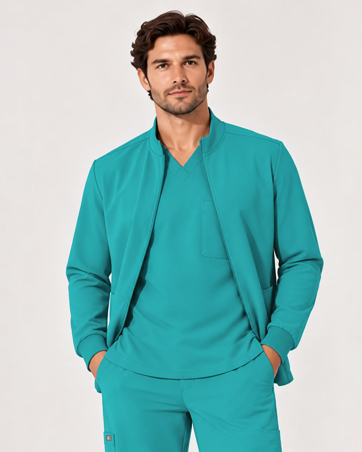 Foundry Men's 6505 Slate Men'S 2 Pocket Scrub Jacket Teal