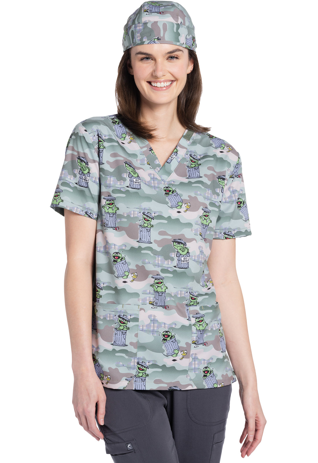 Licensed TF513 Unisex Scrubs Hat Grouchy Pants Model Image Front | Tooniforms