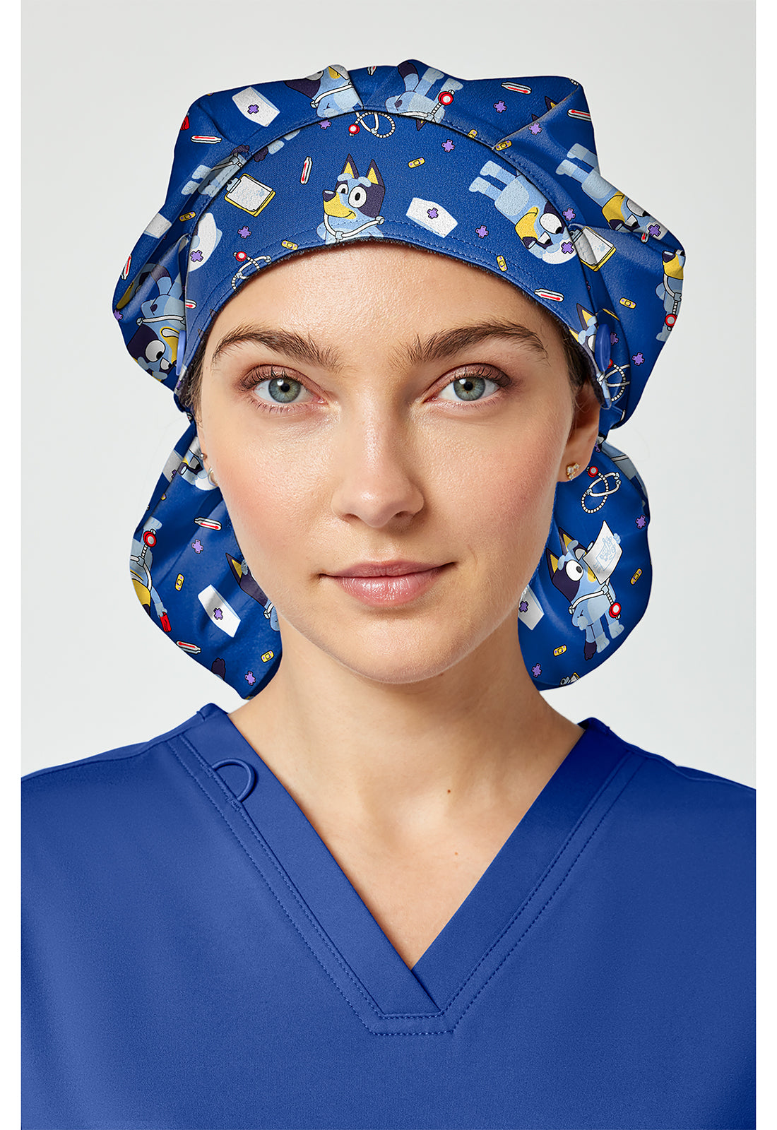 Tooniforms TF514 Unisex Unisex Print Bouffant Scrubs Hat Nurse Bluey