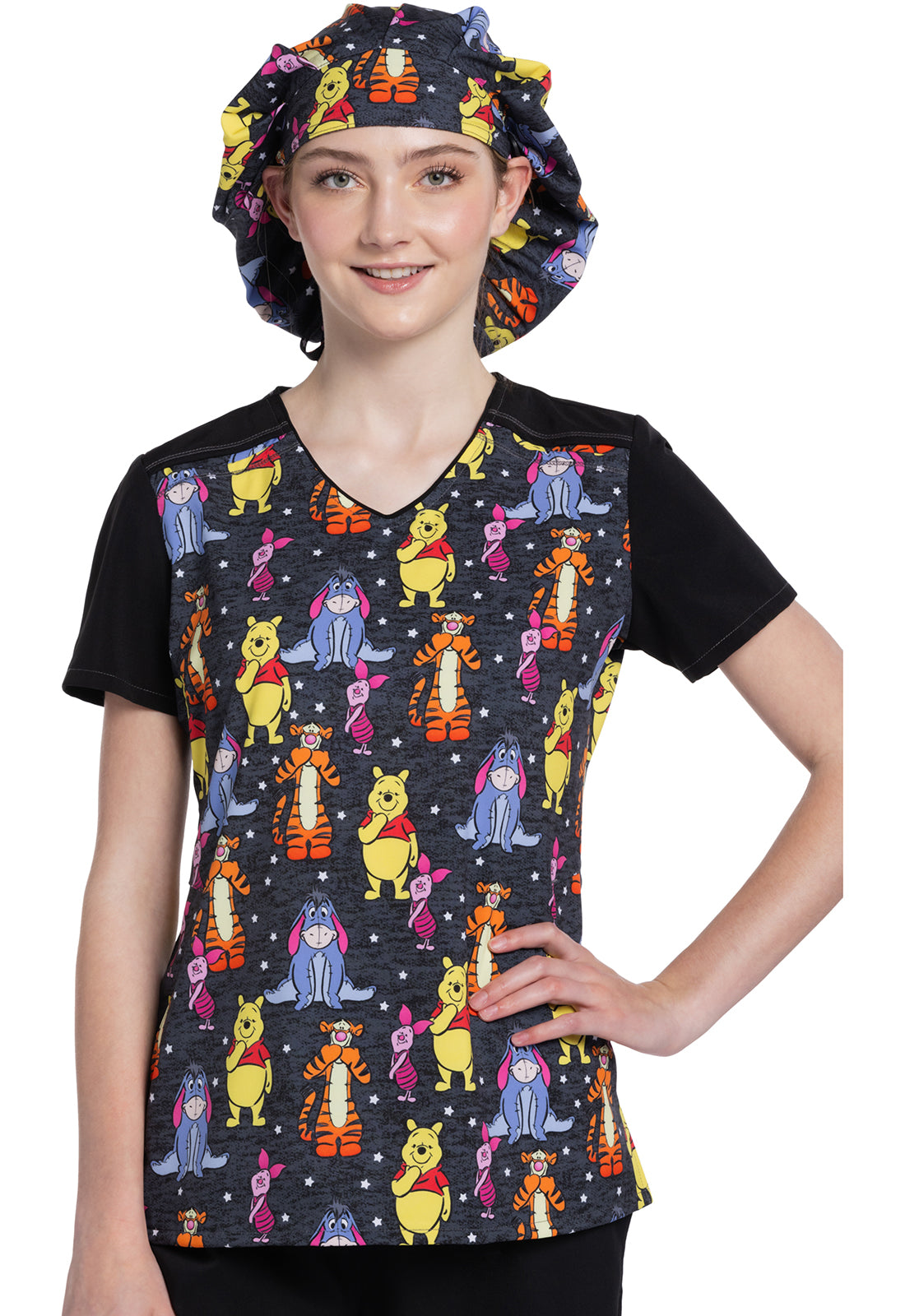 Licensed TF514 Unisex Print Bouffant Scrubs Hat Hundred Acre Stars Model Image Front | Tooniforms