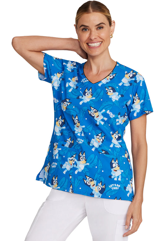 Tooniforms TF614 V-Neck Print Top (Bluey)