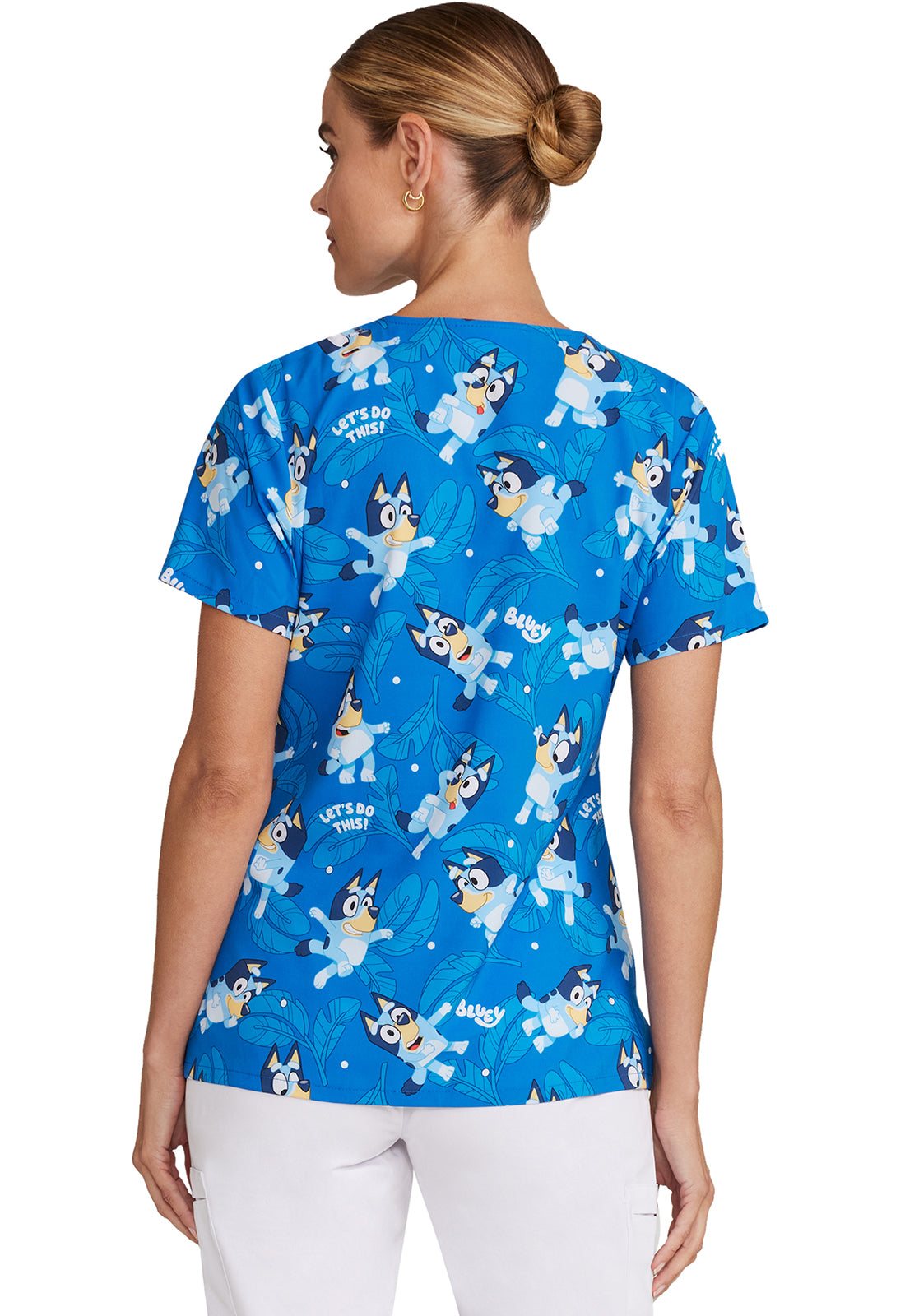 Licensed TF614 V-Neck Print Top Bluey Model Image Back | Tooniforms