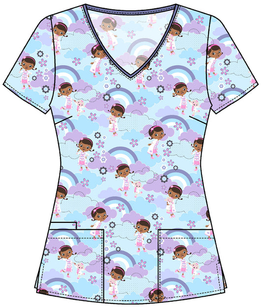 Tooniforms TF614 V-Neck Print Top (Hugs Are The Best)