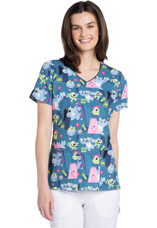 Tooniforms TF614 V-Neck Print Top (Scare Floor)