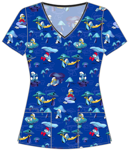 Tooniforms TF614 V-Neck Print Top (Smurfs)