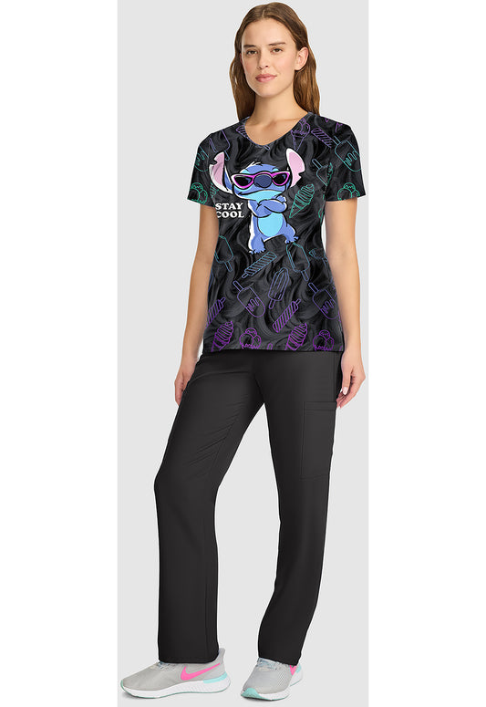 Tooniforms TF626 Women's V-Neck Print Scrub Top Stitch Too Cool
