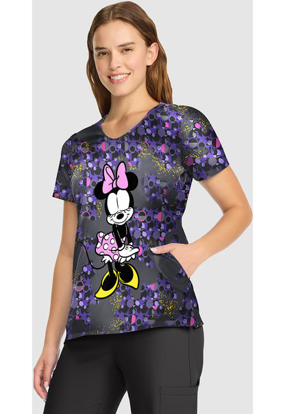 Tooniforms TF626 Women's V-Neck Print Scrub Top Feeling Flirty