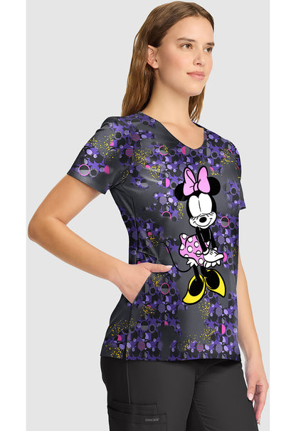 Tooniforms TF626 Women's V-Neck Print Scrub Top Feeling Flirty