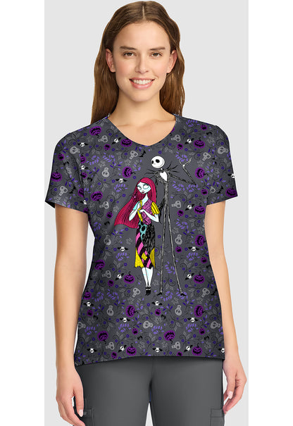 Tooniforms TF626 Women's V-Neck Print Scrub Top Full Of Spirit
