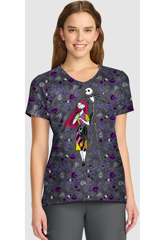 Tooniforms TF626 Women's V-Neck Print Scrub Top Full Of Spirit