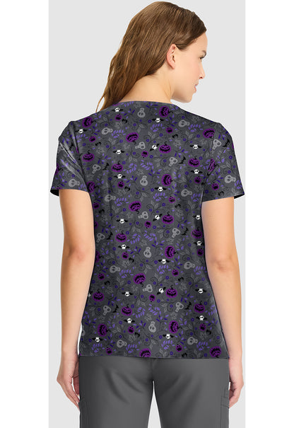 Tooniforms TF626 Women's V-Neck Print Scrub Top Full Of Spirit