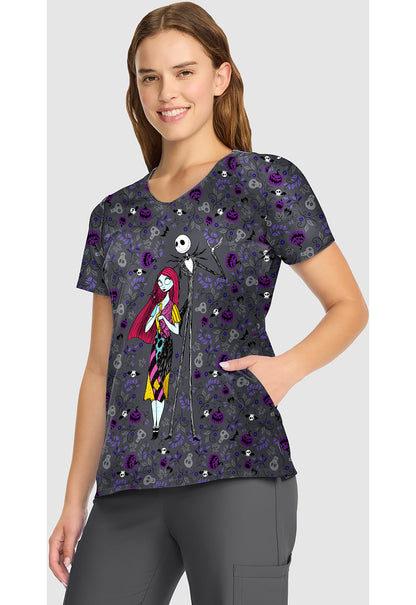 Tooniforms TF626 Women's V-Neck Print Scrub Top Full Of Spirit