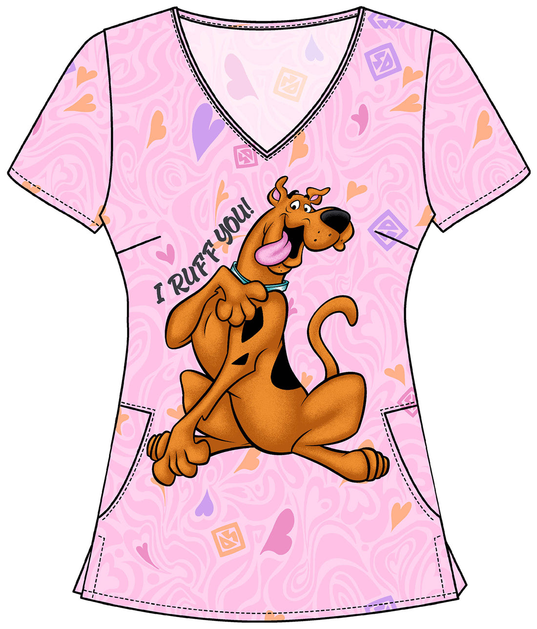 Licensed TF626 V-Neck Print Top I Ruff You Scooby Model Image Front | Tooniforms