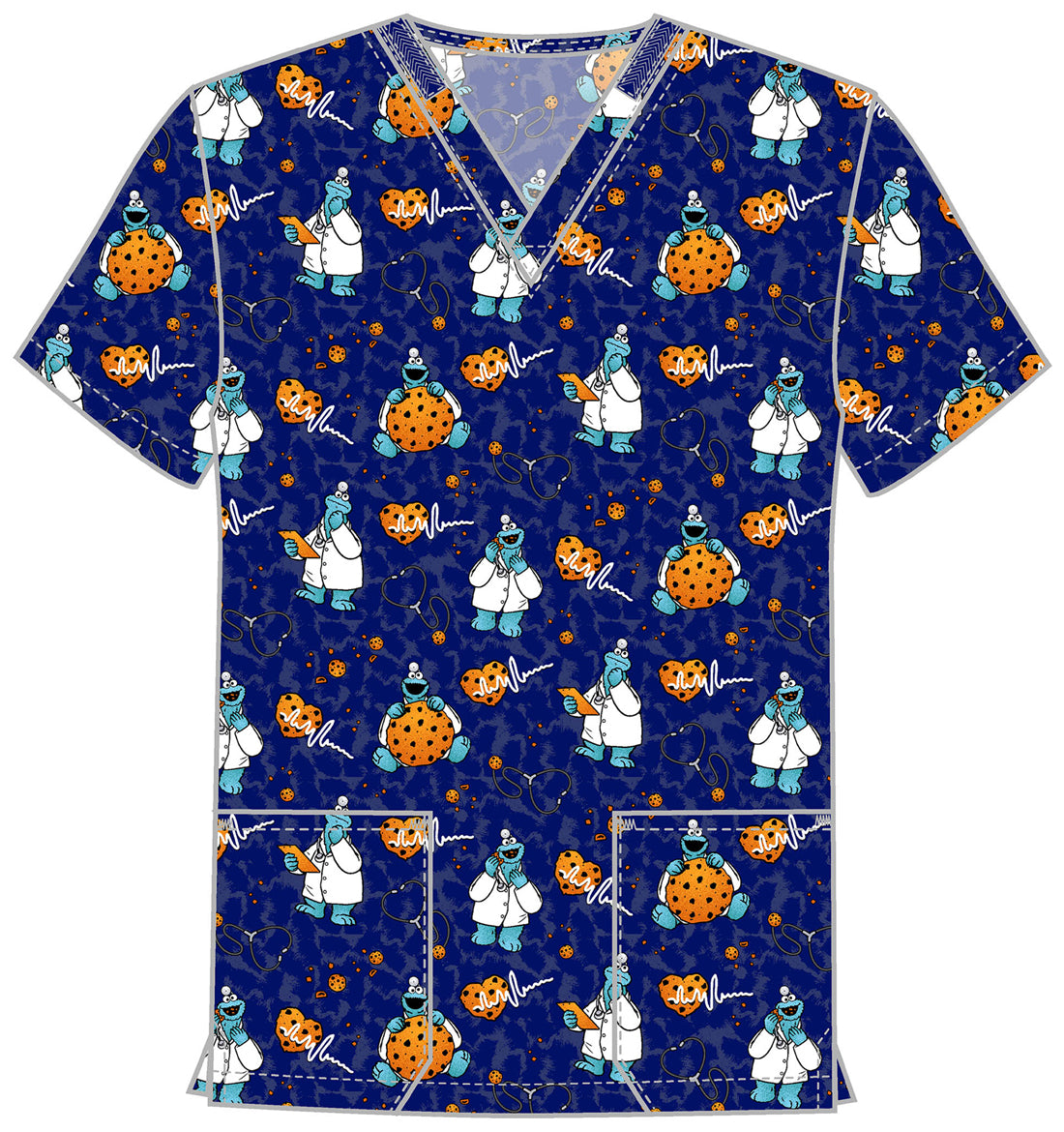 Tooniforms TF728 Unisex V-Neck Print Top (Doctor Cookies)