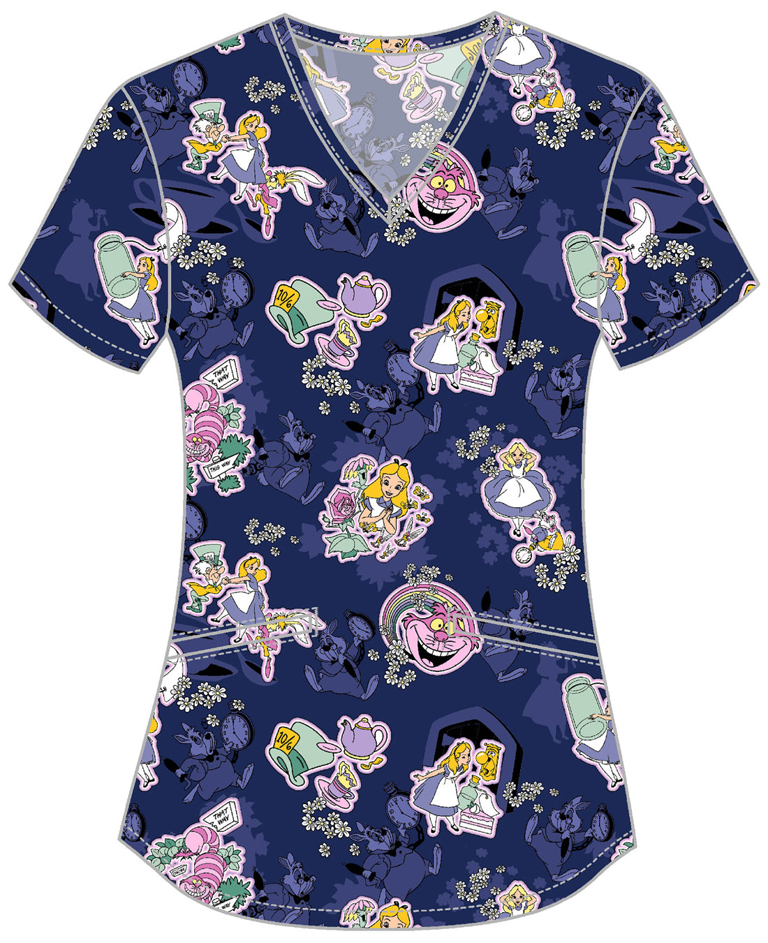 Tooniforms TF737 V-Neck Print Top (Wonderous Flowers)