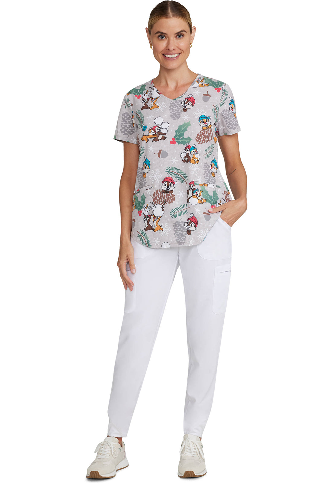 Licensed TF737 V-Neck Print Top Nuts About Winter