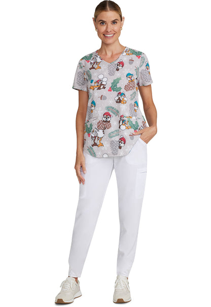 Tooniforms TF737 V-Neck Print Top Nuts About Winter