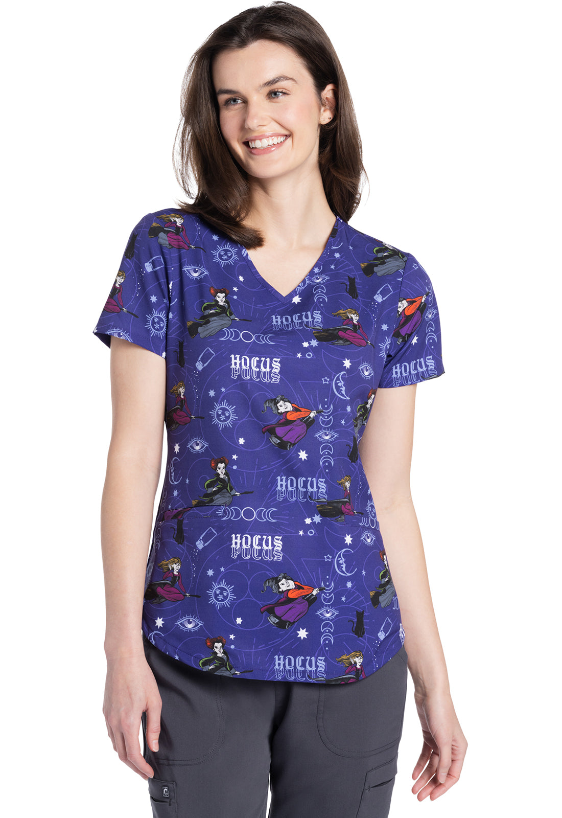 Tooniforms TF737 V-Neck Print Top (Moon Phase)