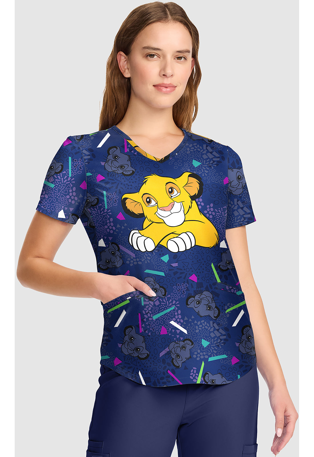 Tooniforms TF737 Women's V-Neck Print Scrub Top My Big Heart