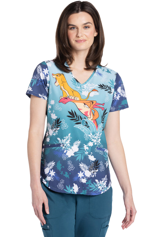 Tooniforms TF737 V-Neck Print Top (Top View)