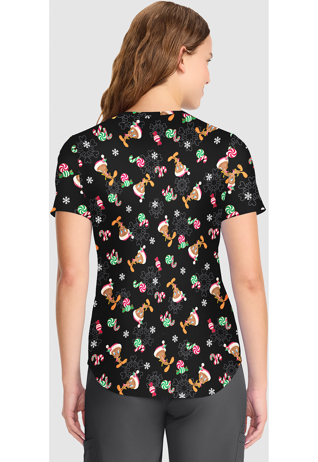 Tooniforms TF737 Women's V-Neck Print Scrub Top Ginger Tweet