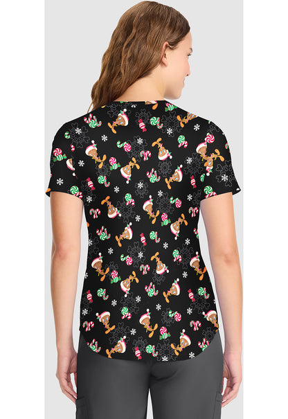 Tooniforms TF737 Women's V-Neck Print Scrub Top Ginger Tweet