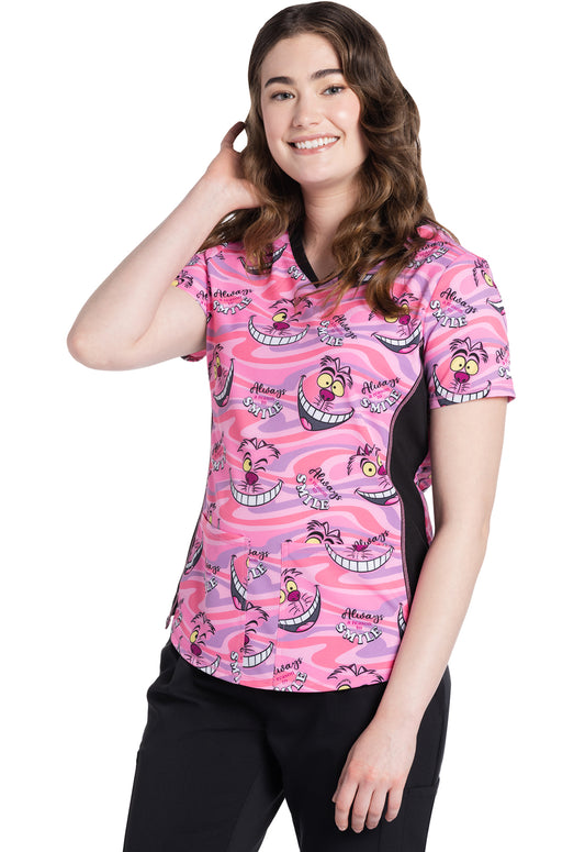 Tooniforms TF783 V-Neck Print Top (Cheshire Smile)