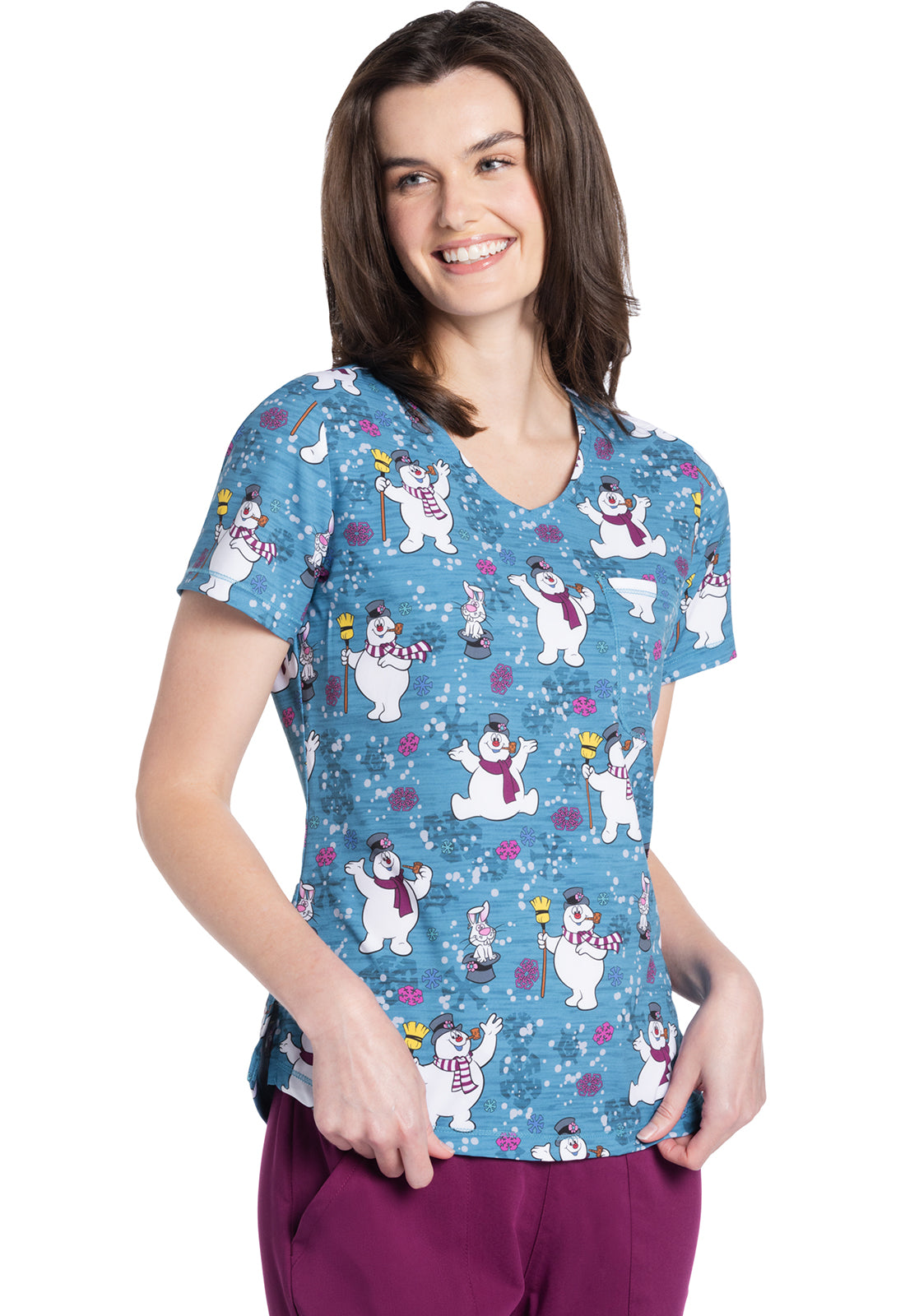 Tooniforms TF786 Rounded Print V-Neck Top (Chilly Magic)