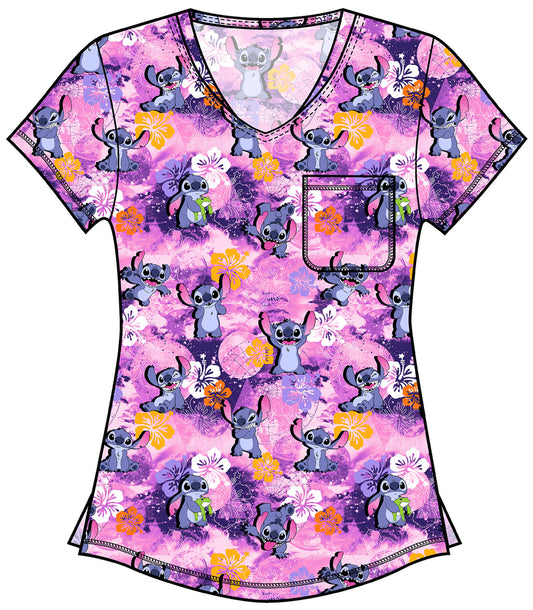 Tooniforms TF786 Rounded Print V-Neck Top (Celestial Stitch)