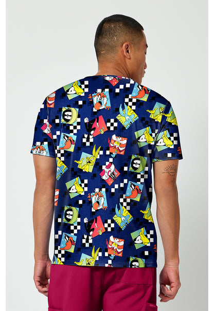 Tooniforms TF788 Men's Print V-Neck Scrub Top Check Yeah