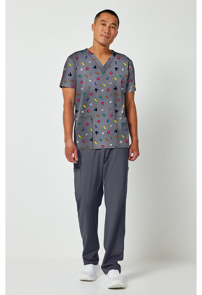 Tooniforms TF788 Men's Print V-Neck Scrub Top Iconic Friendship