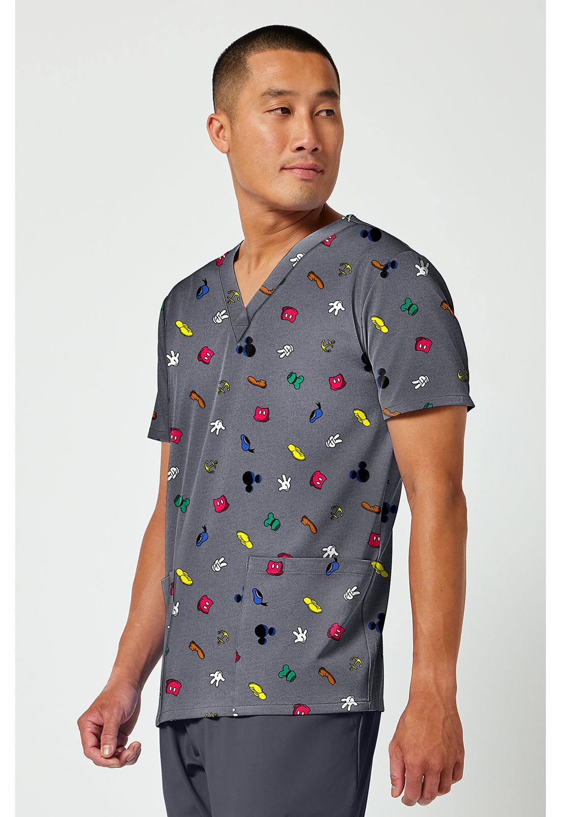 Tooniforms TF788 Men's Print V-Neck Scrub Top Iconic Friendship