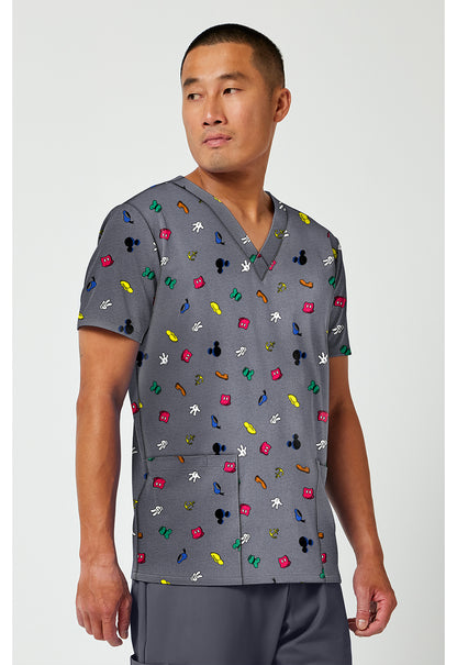 Tooniforms TF788 Men's Print V-Neck Scrub Top Iconic Friendship