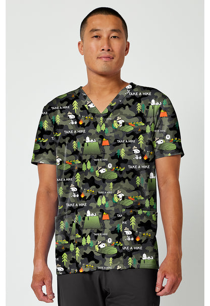 Tooniforms TF788 Men's Print V-Neck Scrub Top Snoopy Outdoors