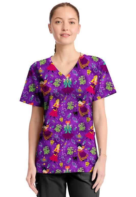Tooniforms TF794 Print V-Neck Top Bunch Of Hocus Pocus