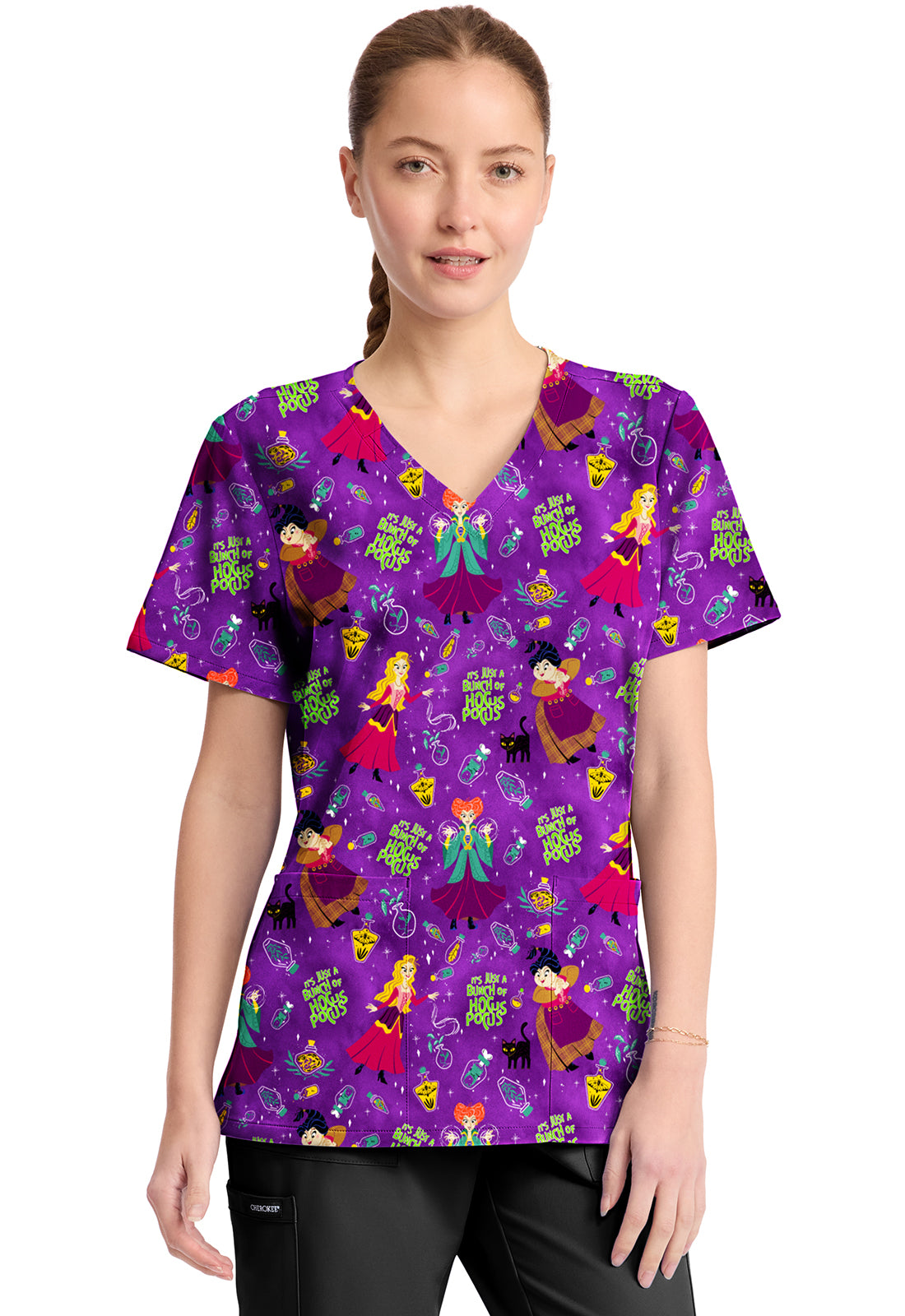 Tooniforms TF794 Print V-Neck Top Bunch Of Hocus Pocus