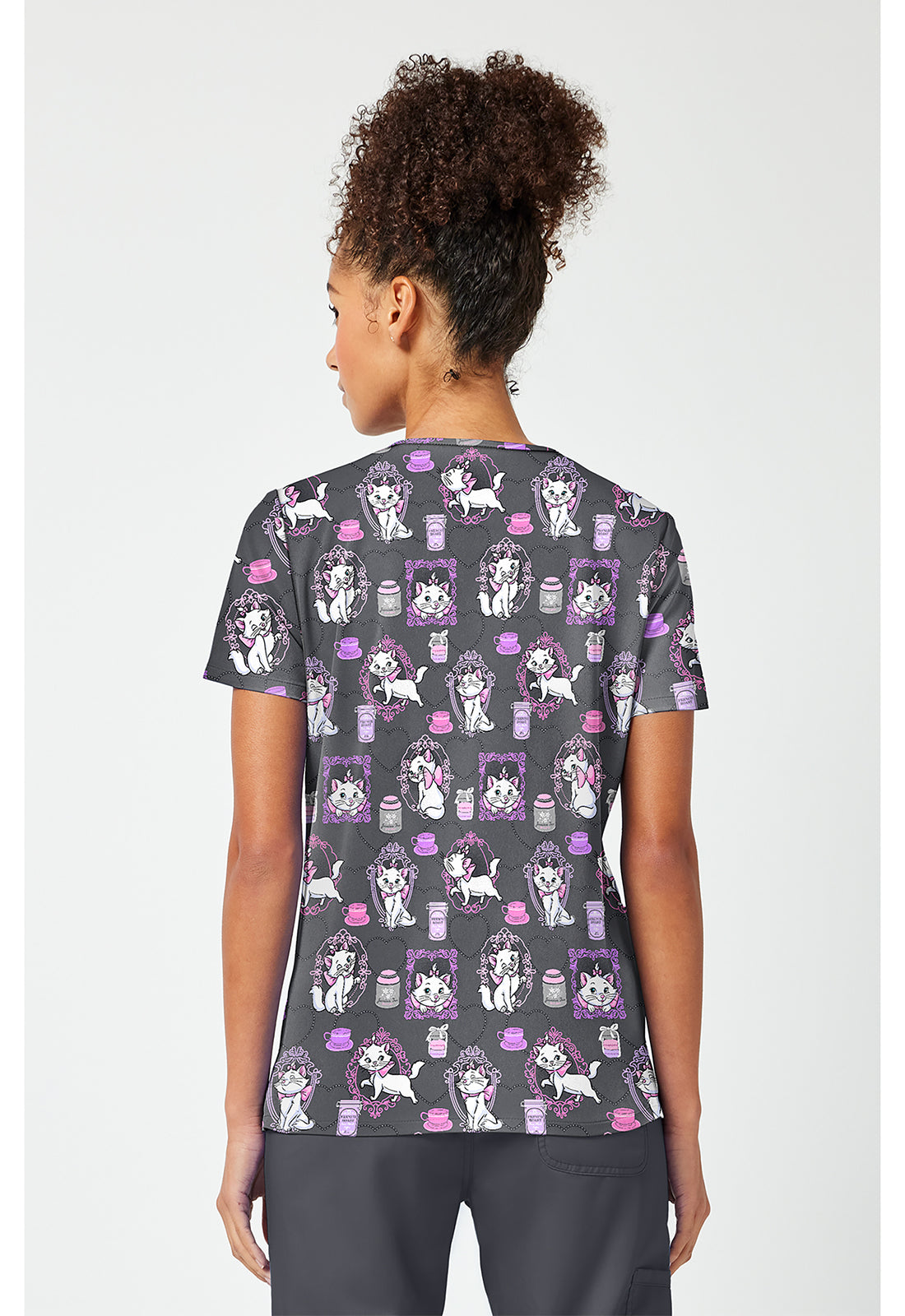 Tooniforms TF796 Women's Print V-Neck Scrub Top Cafe Cat