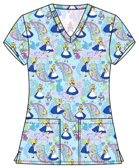 Tooniforms TF796 Print V-Neck Top Alice Dreamland