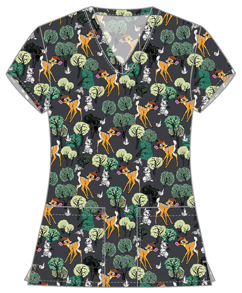 Tooniforms TF796 Print V-Neck Top Forest Royalty