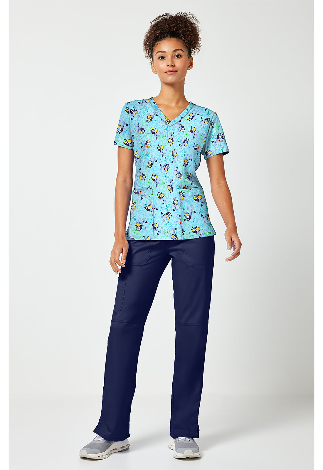 Tooniforms TF796 Women's Print V-Neck Scrub Top Bluey Zone