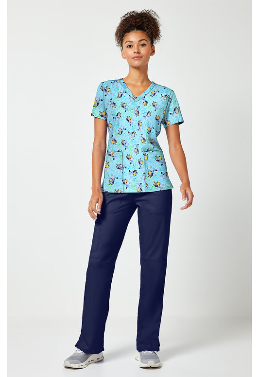 Tooniforms TF796 Women's Print V-Neck Scrub Top Bluey Zone