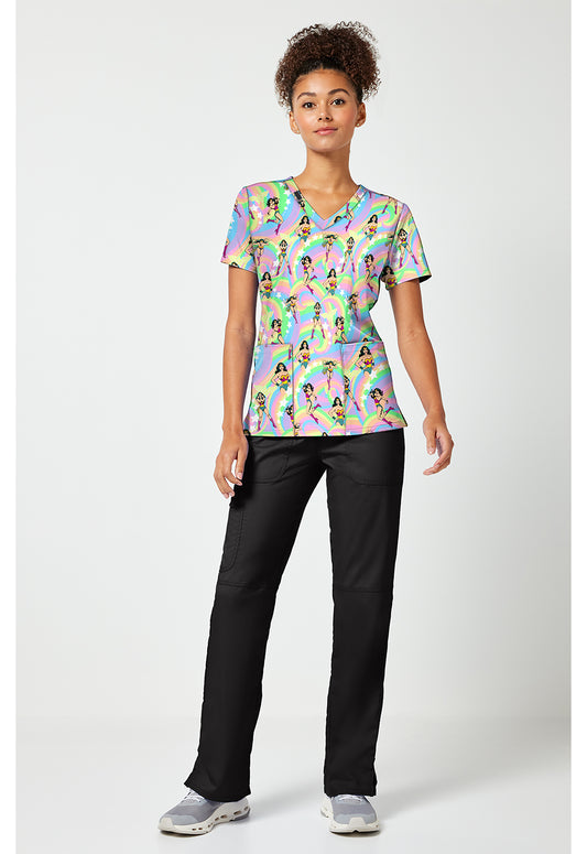 Tooniforms TF796 Women's Print V-Neck Scrub Top Realm Of Heroes