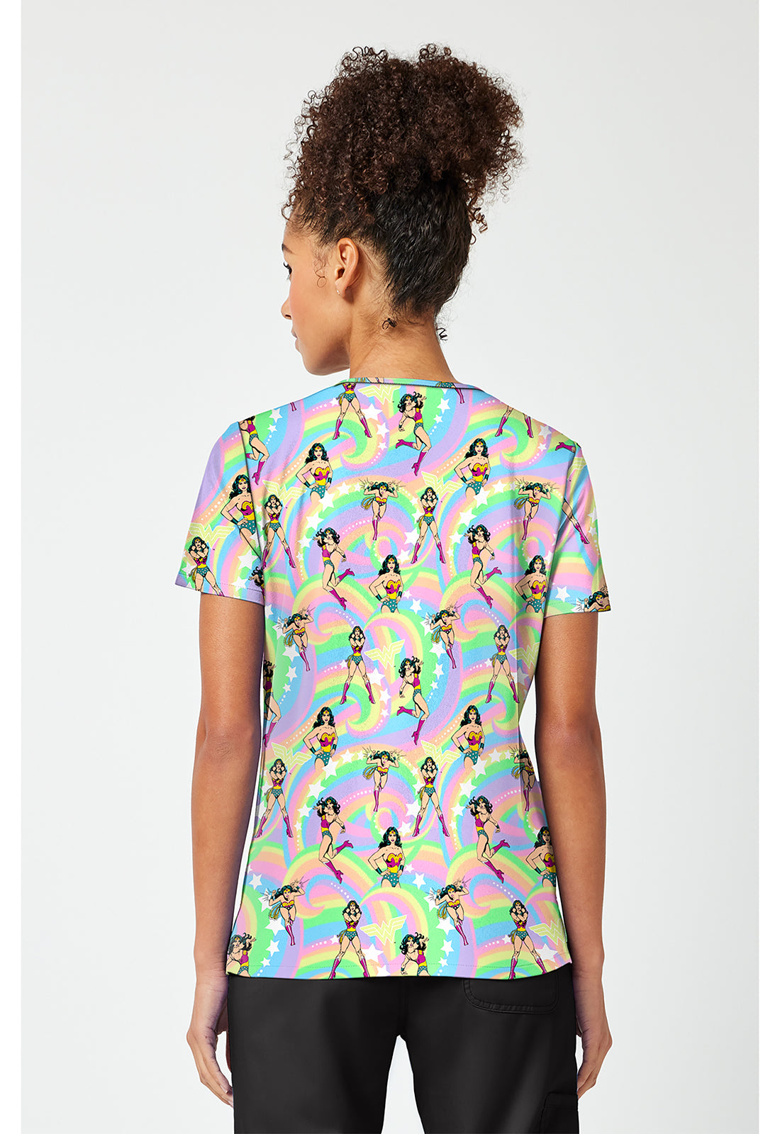 Tooniforms TF796 Women's Print V-Neck Scrub Top Realm Of Heroes