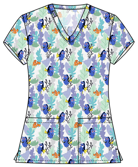 Tooniforms TF796 Print V-Neck Top Nemo And Dory