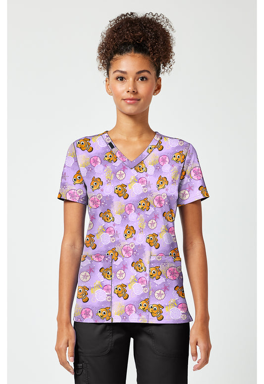 Tooniforms TF796 Women's Print V-Neck Scrub Top Fantastic Nemo
