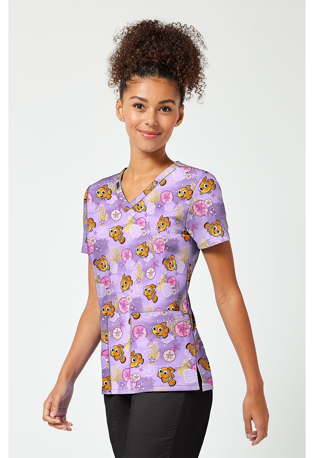 Tooniforms TF796 Women's Print V-Neck Scrub Top Fantastic Nemo