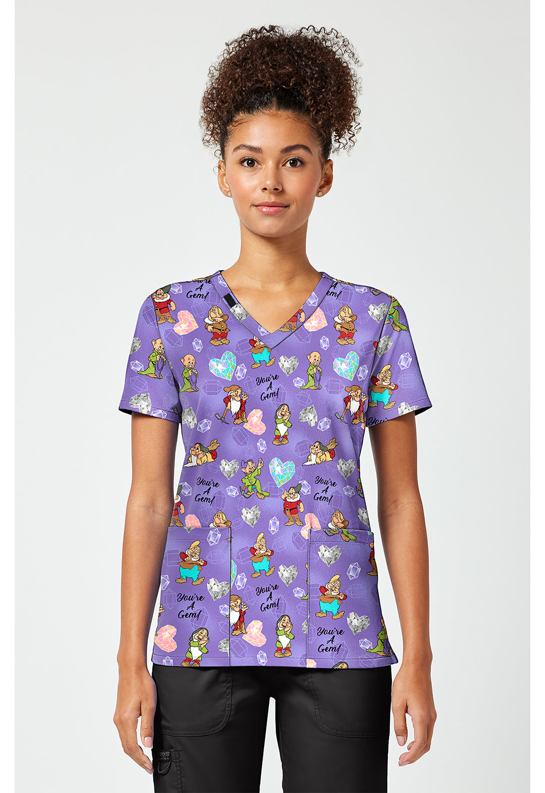Tooniforms TF796 Women's Print V-Neck Scrub Top My Little Gem